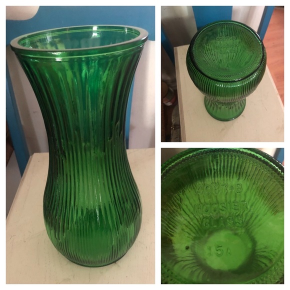 Vintage Hoosier Green Glass Vase